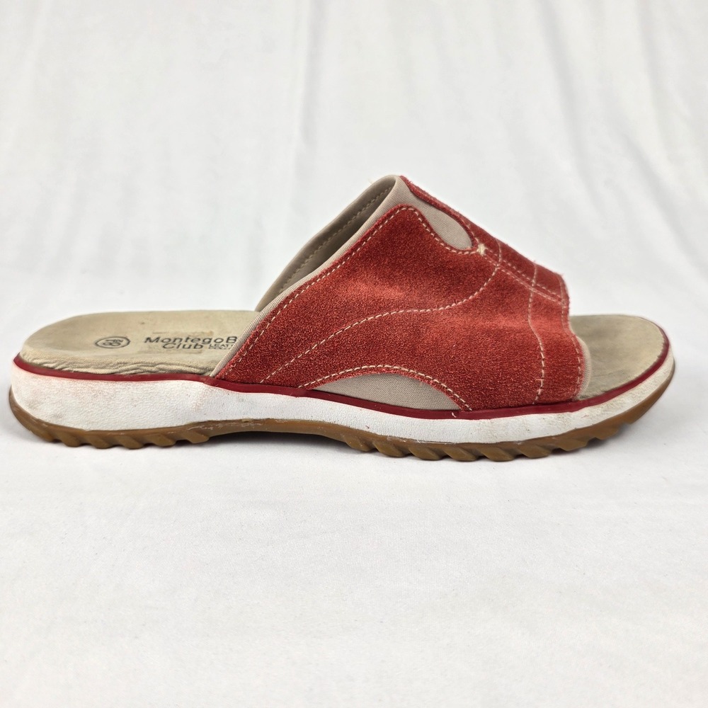 Montego Bay Club Womens‎ Rust Red Suede Slip On Slide Sandals Size 8.5 - Picture 5 of 11